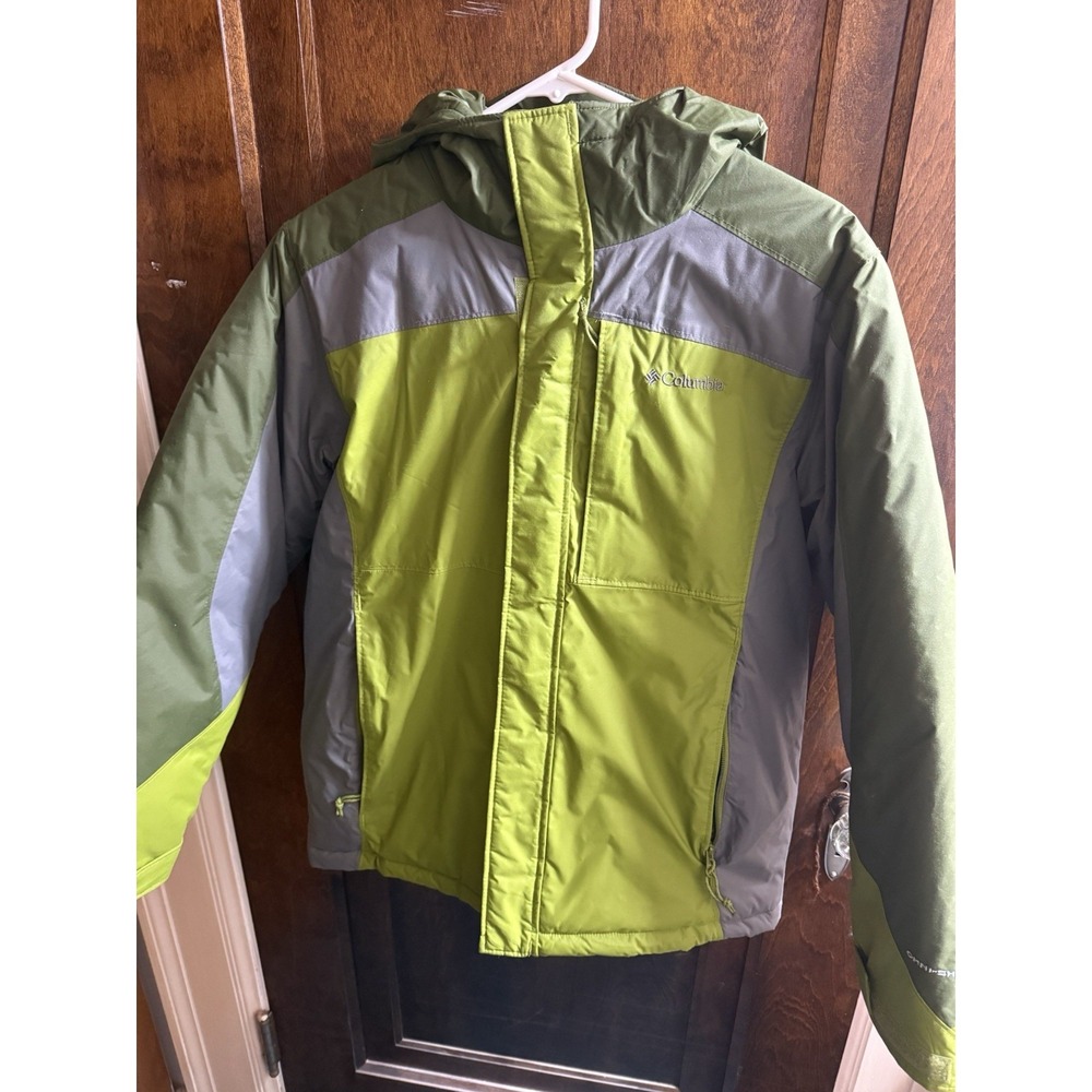 Army Green/Grey Columbia Omnishield Youth Jacket Coat Size 14/16 Excellent Cond